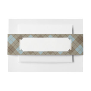Bias Plaid in Blue and Brown Invitation Belly Band