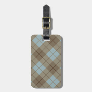 Bias Plaid in Blue and Brown Luggage Tag