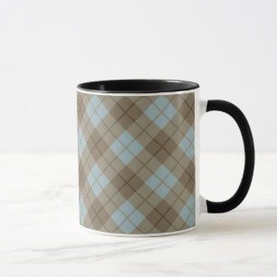 Bias Plaid in Blue and Brown Mug