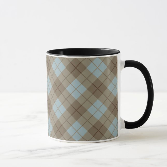Bias Plaid in Blue and Brown Mug (Right)