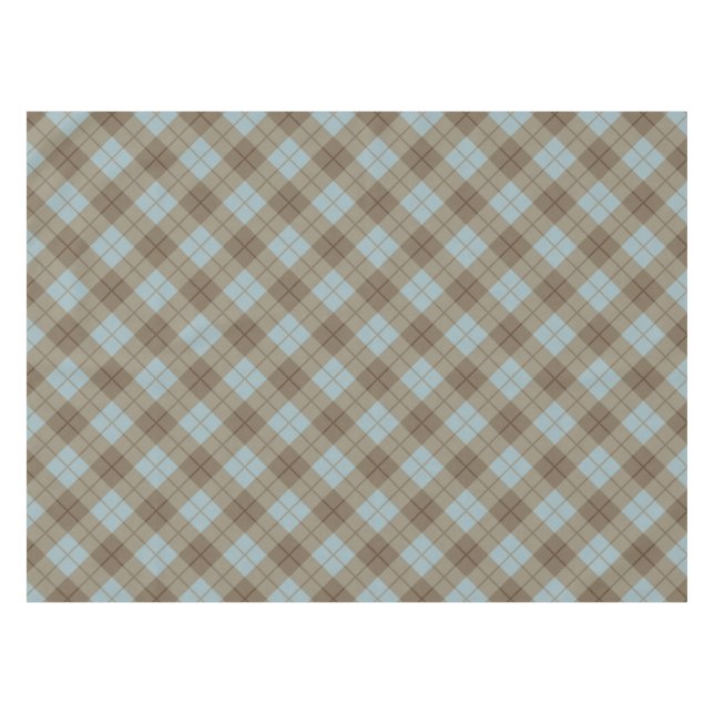 Bias Plaid in Blue and Brown Tablecloth (Front (Horizontal))