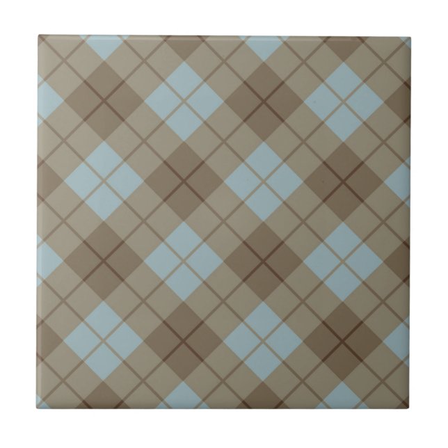 Bias Plaid in Blue and Brown Tile (Front)