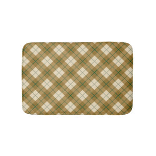 Bias Plaid in Gold with Green Stripe Bath Mat