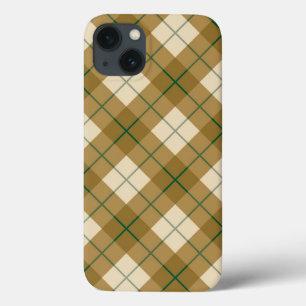 Bias Plaid in Gold with Green Stripe iPhone 13 Case