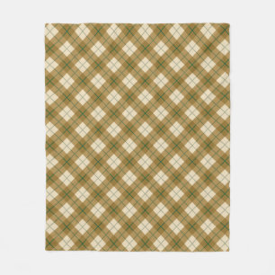 Bias Plaid in Gold with Green Stripe Fleece Blanket
