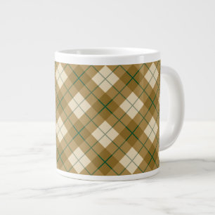 Bias Plaid in Gold with Green Stripe Large Coffee Mug