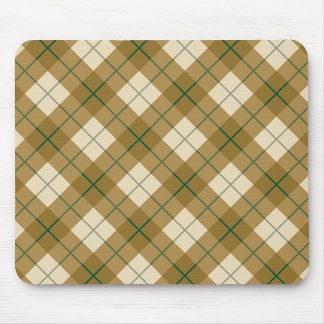 Bias Plaid in Gold with Green Stripe Mouse Pad (Front)