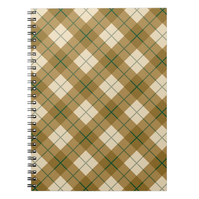 Bias Plaid in Gold with Green Stripe Notebook (Front)