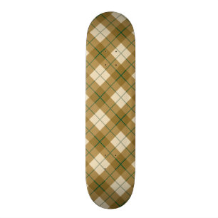 Bias Plaid in Gold with Green Stripe Skateboard