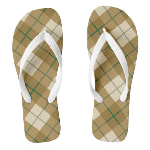 Bias Plaid in Gold with Green Stripe Thongs