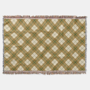 Bias Plaid in Gold with Green Stripe Throw Blanket