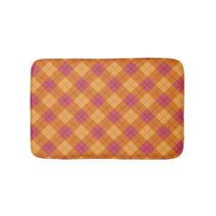 Bias Plaid in Orange and Pink Bath Mat