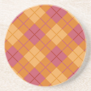 Bias Plaid in Orange and Pink Coaster