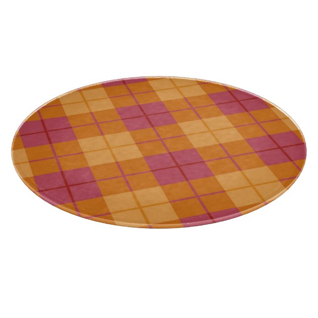 Bias Plaid in Orange and Pink Cutting Board (Corner)