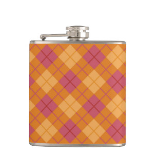 Bias Plaid in Orange and Pink Hip Flask