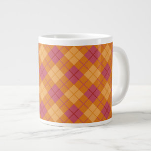 Bias Plaid in Orange and Pink Large Coffee Mug