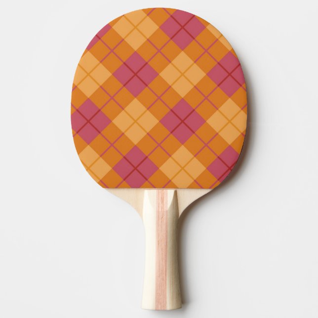 Bias Plaid in Orange and Pink Ping Pong Paddle (Front)