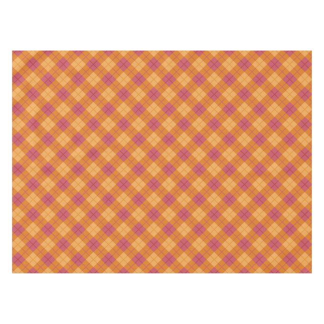 Bias Plaid in Orange and Pink Tablecloth (Front (Horizontal))
