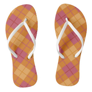 Bias Plaid in Orange and Pink Thongs