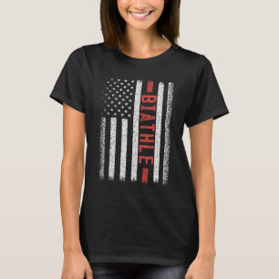 Biathle American Flag 4th Of July Modern Biathlon T-Shirt