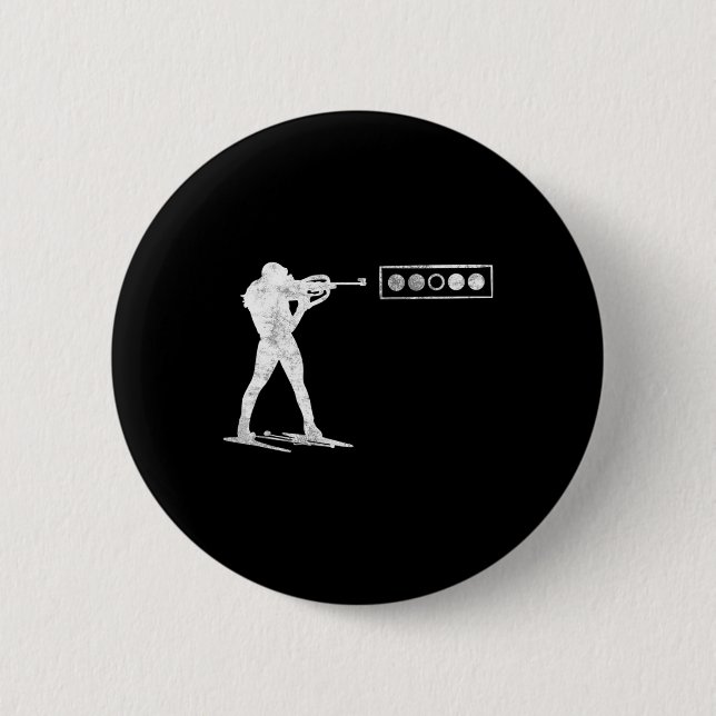 Biathlet At The Shooting Range  6 Cm Round Badge (Front)