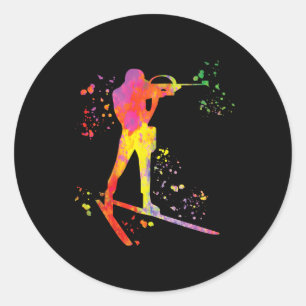 Biathlete Nordic Skiing Biathlon 13 Classic Round Sticker