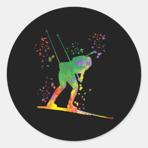 Biathlete Nordic Skiing Biathlon 17 Classic Round Sticker
