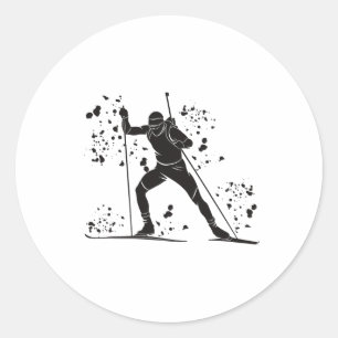 Biathlete Nordic Skiing Biathlon _28 Classic Round Sticker