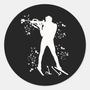 Biathlete Nordic Skiing Biathlon _2 Classic Round Sticker