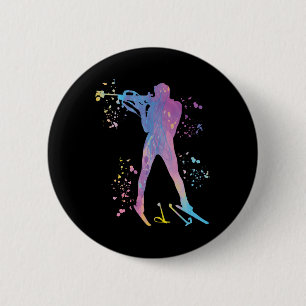 Biathlete Nordic Skiing Biathlon 3 6 Cm Round Badge
