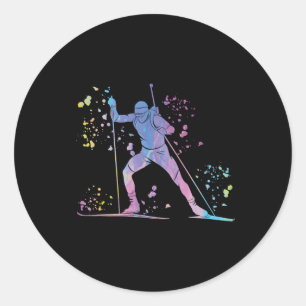 Biathlete Nordic Skiing Biathlon 4 Classic Round Sticker