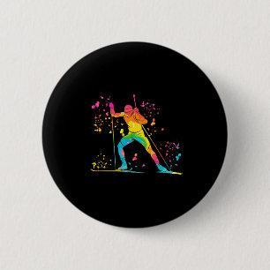 Biathlete nordic skiing biathlon  6 cm round badge