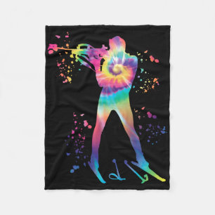 Biathlete Nordic Skiing Biathlon  Fleece Blanket