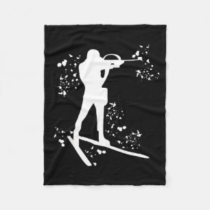 Biathlete nordic skiing biathlon  fleece blanket