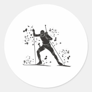 Biathlete Nordic Skiing Biathlon T-shirt_3.png Classic Round Sticker