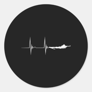 Biathlete Shooting Sport Heartbeat Ekg Pulse Biath Classic Round Sticker