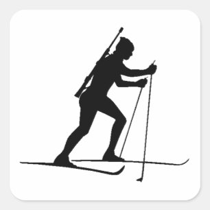 Biathlete Silhouette Square Sticker