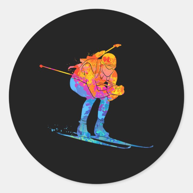Biathlete Skiing Biathlon Classic Round Sticker (Front)