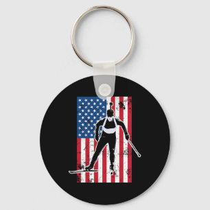 Biathlon American Flag 2 Usa Gift - Biathlon Team Key Ring
