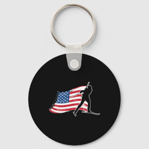 Biathlon American Flag Usa Gift - Biathlon Team  Key Ring
