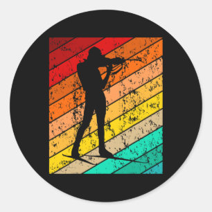 Biathlon Biathlet Skier Skiing Ski Vintage Retro 3 Classic Round Sticker