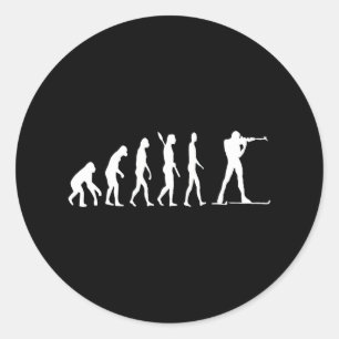 Biathlon Biathlete Evolution Skiing Shooting Sport Classic Round Sticker