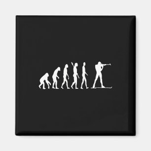 Biathlon Biathlete Evolution Skiing Winter Shootin Magnet