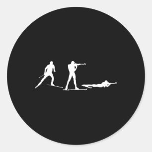 Biathlon Biathlete Position Shooting Winter Sport Classic Round Sticker