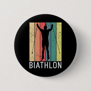 Biathlon Biathlete Winter Sports Cross-country Ski 6 Cm Round Badge