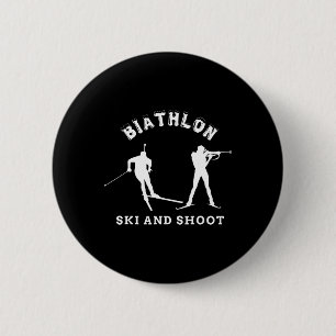 Biathlon Cross-country Ski And Target Shooting Wit 6 Cm Round Badge