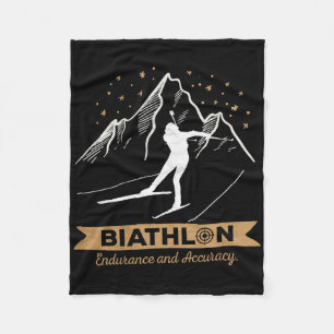 Biathlon Cross-country Skiing Biathlete Shooting  Fleece Blanket