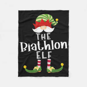 Biathlon Elf Group Christmas Funny Pajama Party Fleece Blanket