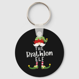 Biathlon Elf Group Christmas Funny Pajama Party  Key Ring
