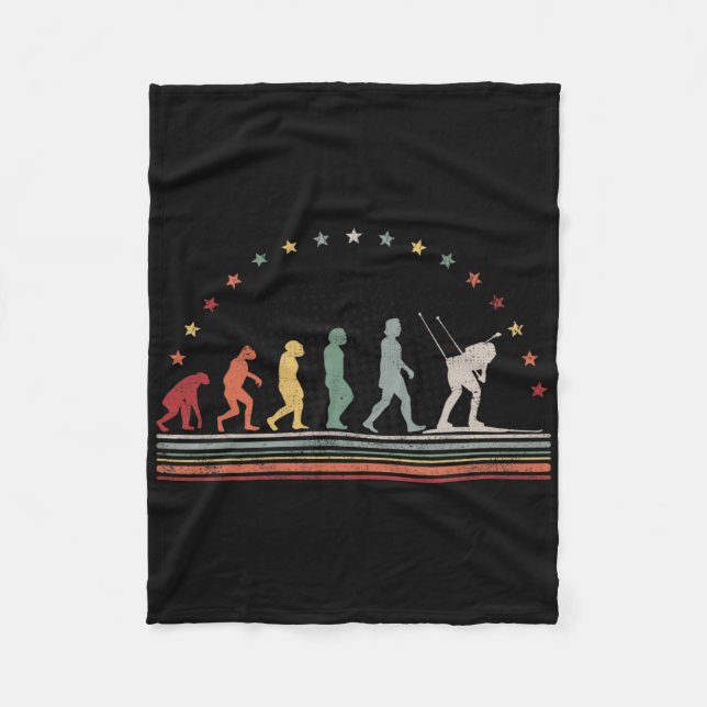 Biathlon Evolution Retro Ski Hob  Fleece Blanket (Front)